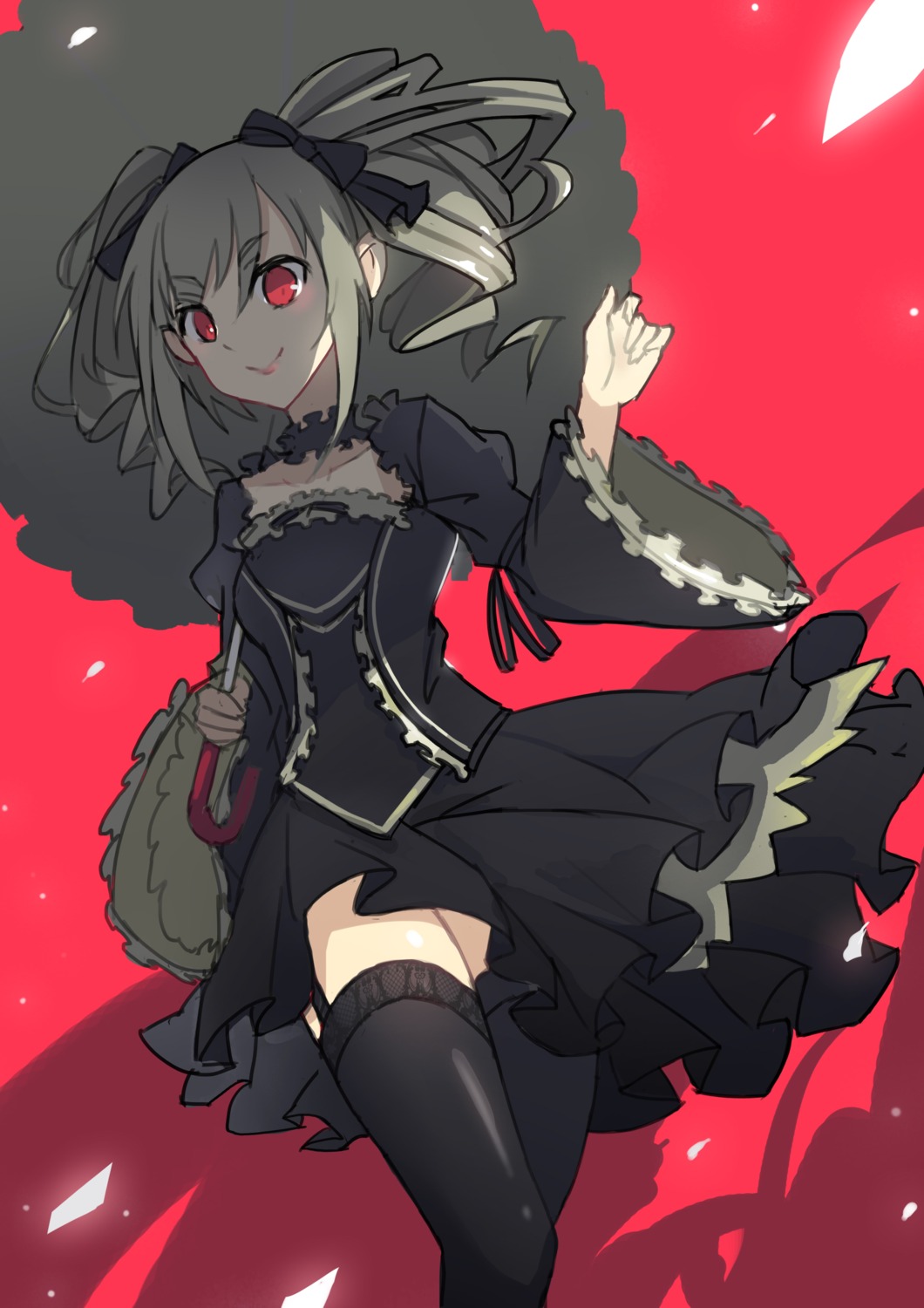 dress, gothic_lolita, kanzaki_ranko, lolita_fashion, stockings, the_idolm@ster, the_idolm@ster_cinderella_girls, thighhighs, tsubasa19900920, umbrella