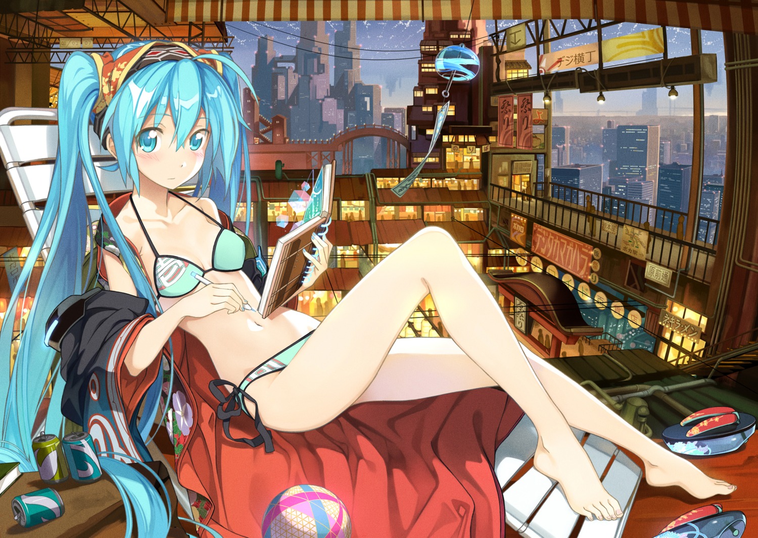 beek, bikini, cleavage, feet, hatsune_miku, swimsuits, vocaloid