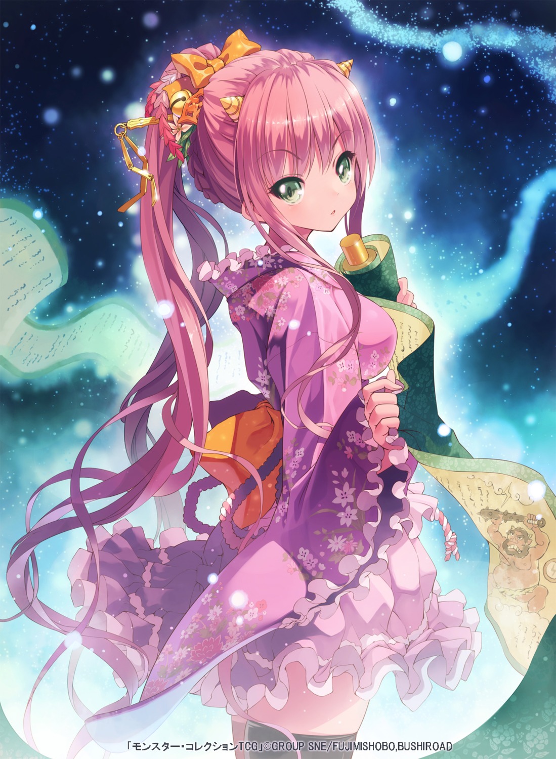 horns, kankurou, kimono, thighhighs