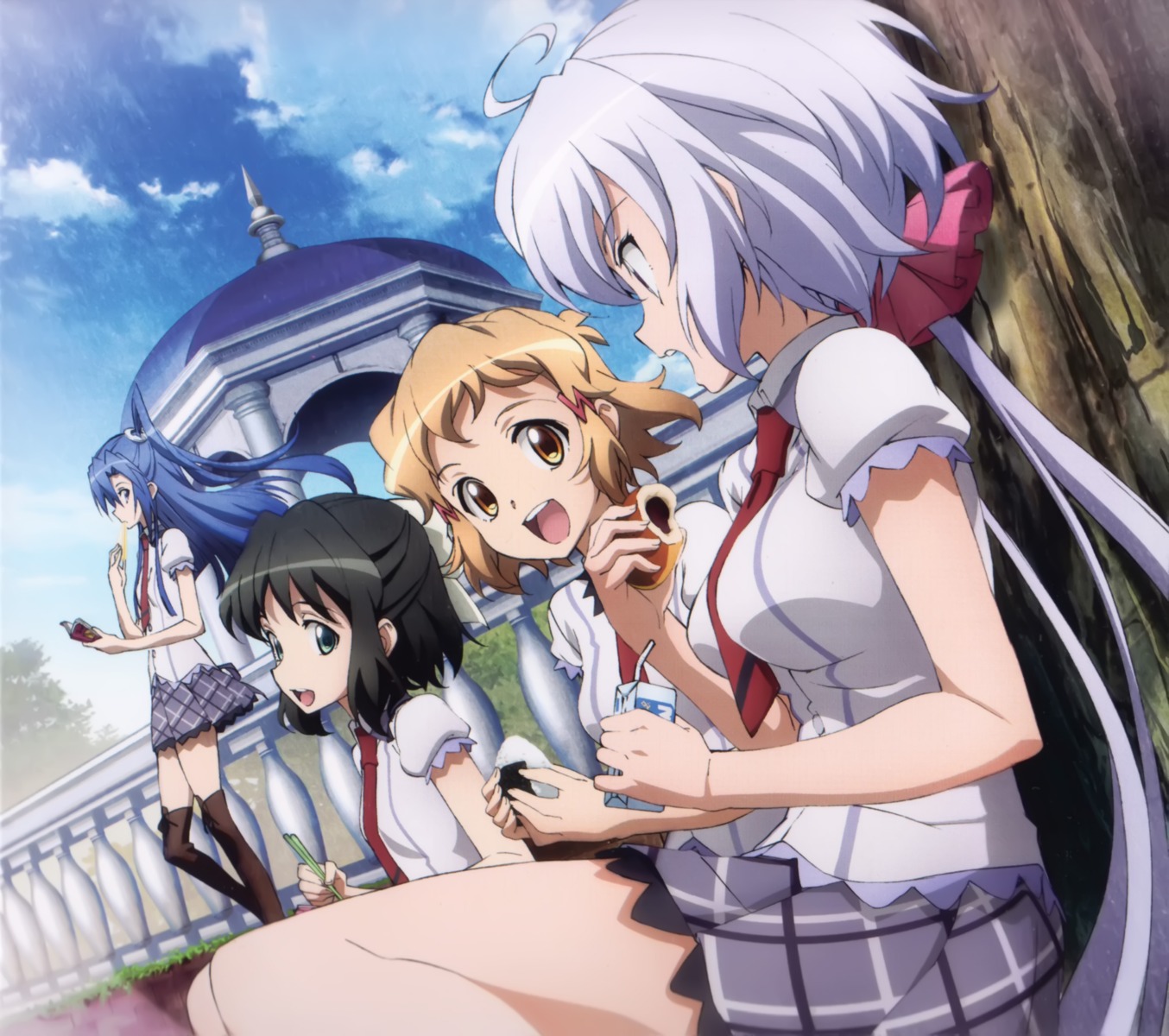 kazanari_tsubasa, kohinata_miku, seifuku, senki_zesshou_symphogear, tachibana_hibiki, thighhighs, yukine_chris