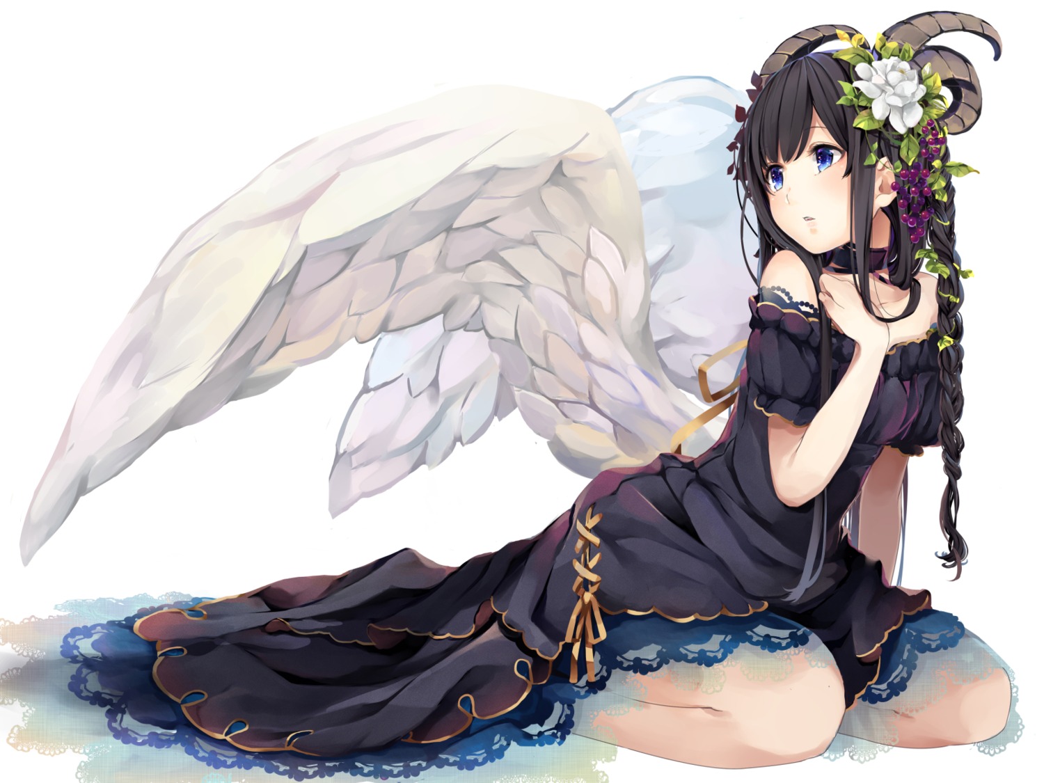 ao_no_neko, dress, horns, wings