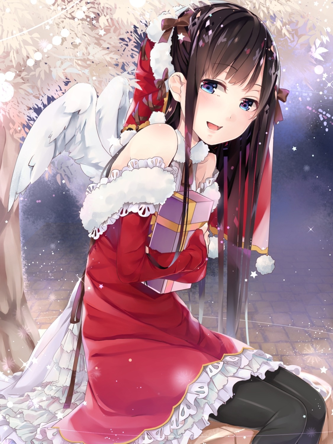 ao_no_neko, christmas, dress, pantyhose, wings