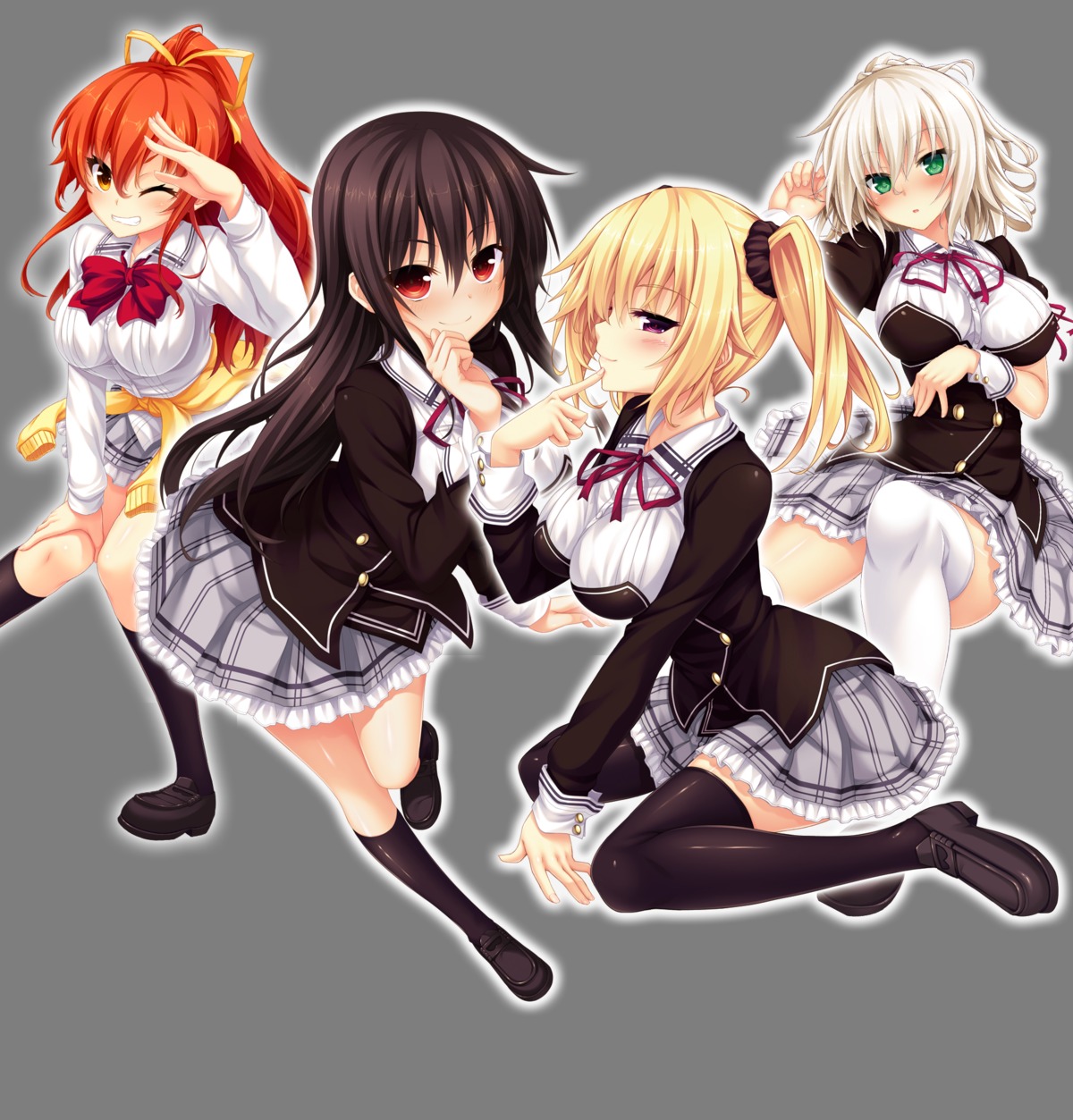 asuhara_yuuki, harukaze-soft, kuroki_michi, nora_to_oujo_to_noraneko_heart_-nora_princess_and_stray_cat.-, oozora_itsuki, patricia_of_end, seifuku, thighhighs, transparent_png, yuri_shachi