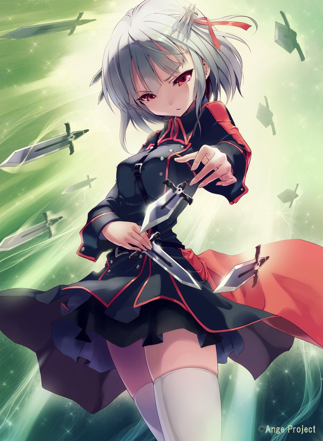 kankurou, seifuku, thighhighs, weapon