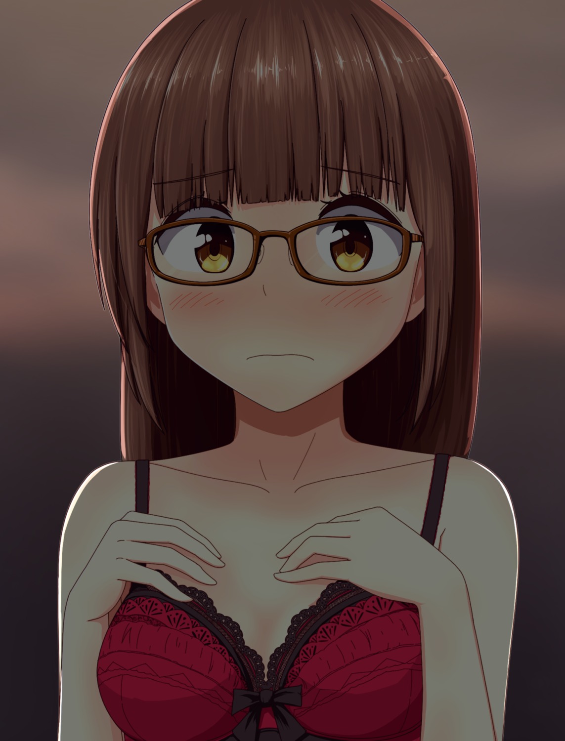 bra, breast_hold, cleavage, lingerie, megane, minagiku