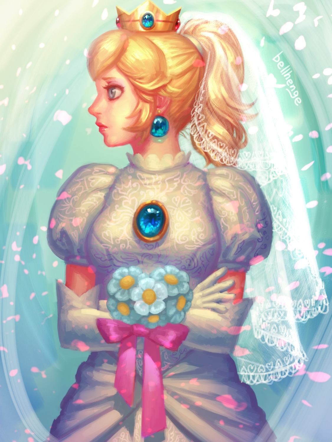 bellhenge, dress, mario_bros., princess_peach_toadstool, wedding_dress