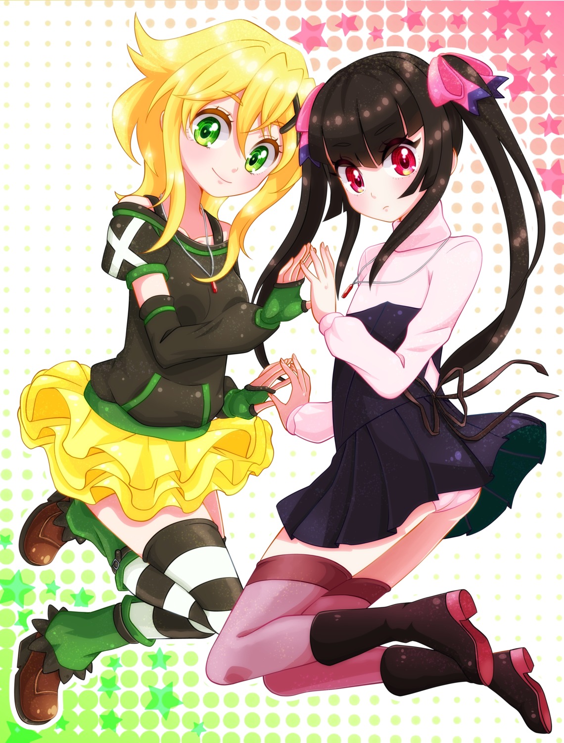 akatsuki_kirika, ass, dress, heels, pantsu, senki_zesshou_symphogear, thighhighs, tsukuyomi_shirabe