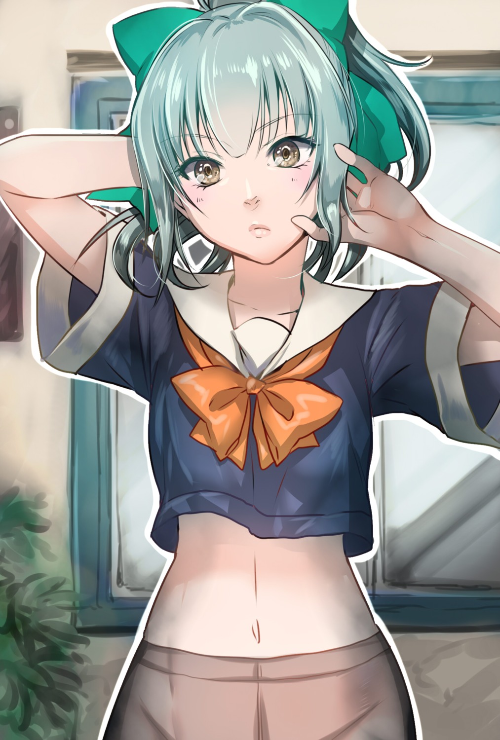 kantai_collection, nopan, pantyhose, seifuku, yuho, yuubari_(kancolle)