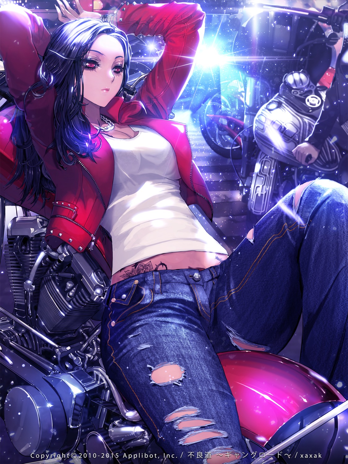 cleavage, furyou_michi_~gang_road~, tattoo, torn_clothes, xaxak