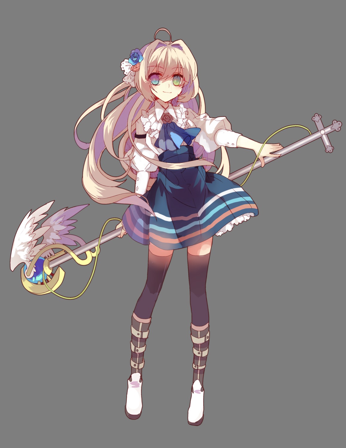 arthuridea, dress, heterochromia, thighhighs, transparent_png, weapon