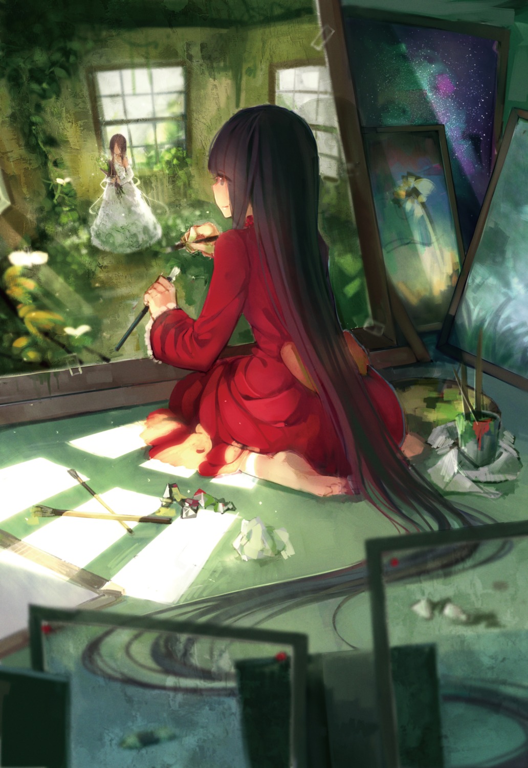 black_flame, dress, feet, houraisan_kaguya, touhou