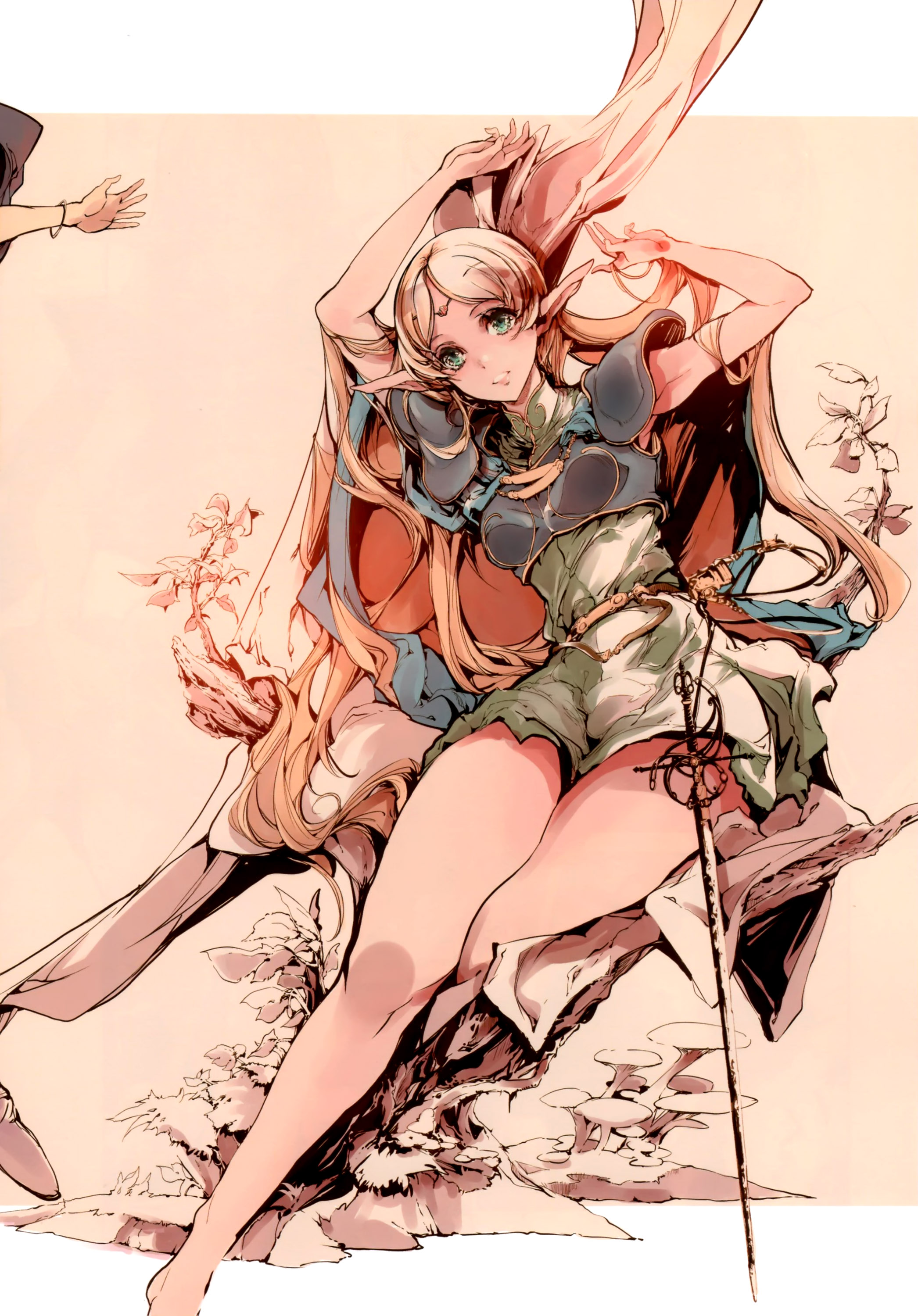 armor, deedlit, dress, pointy_ears, record_of_lodoss_war, stitchme, sword, tagme