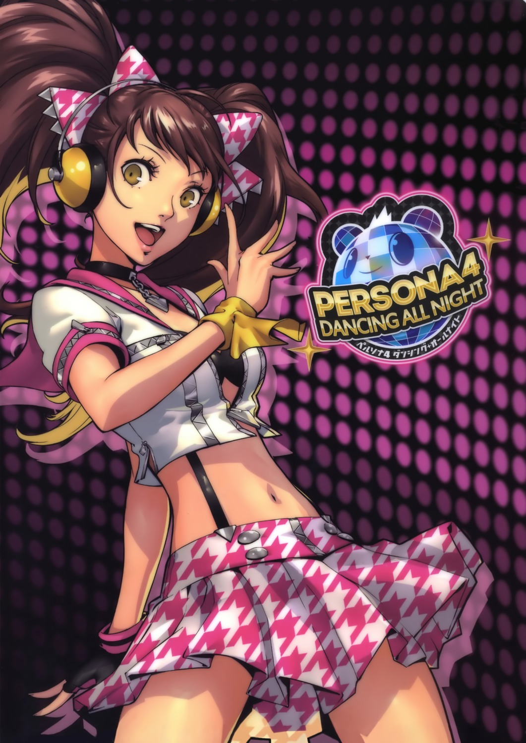 bikini_top, headphones, kujikawa_rise, megaten, open_shirt, persona, persona_4, persona_4:_dancing_all_night
