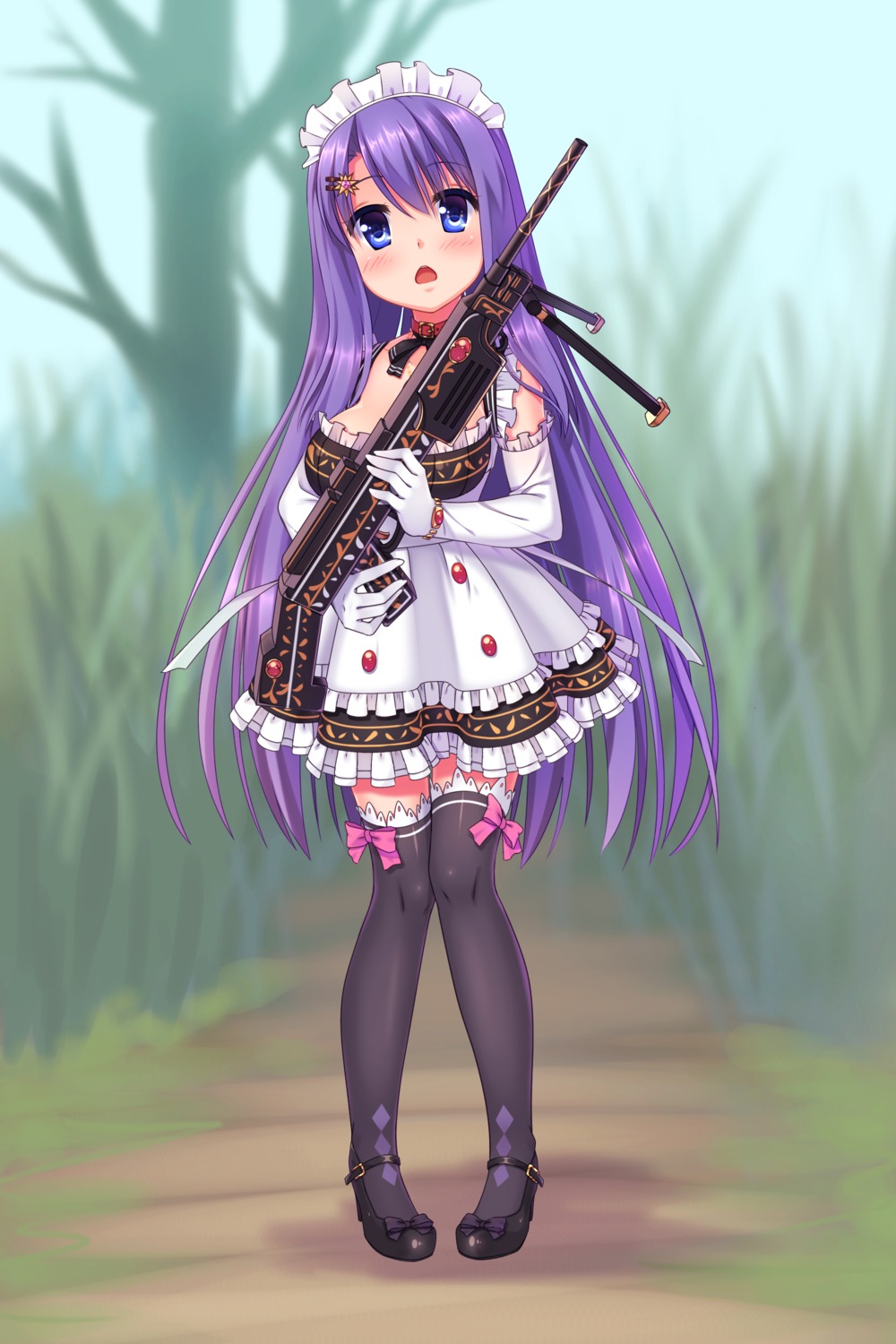 gun, heels, maid, nukoko_(akumagansyakudairi), thighhighs