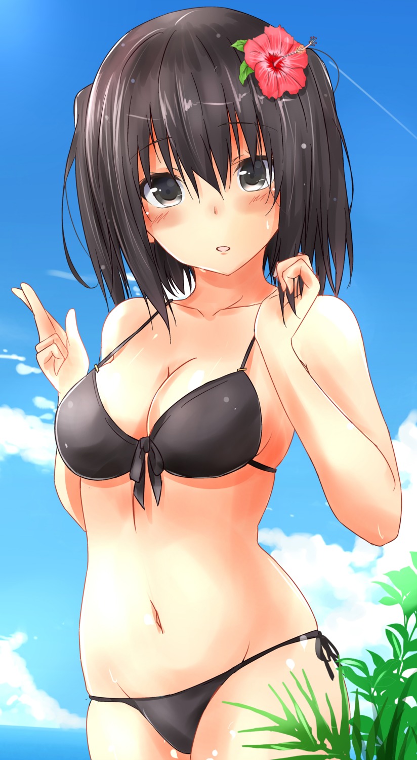 bikini, cleavage, kantai_collection, saku_(kudrove), sendai_(kancolle), swimsuits