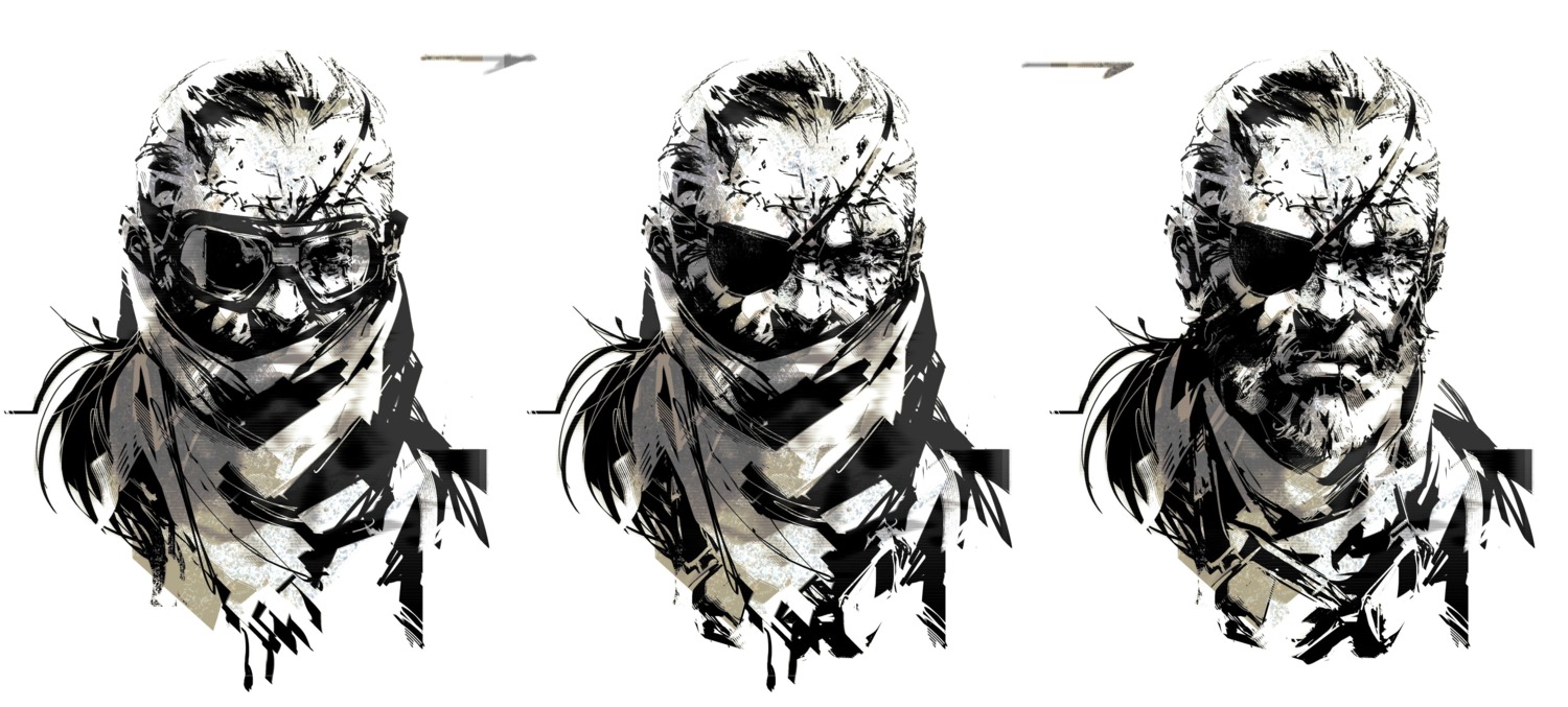eyepatch, male, metal_gear_solid, metal_gear_solid_v:_the_phantom_pain, monochrome
