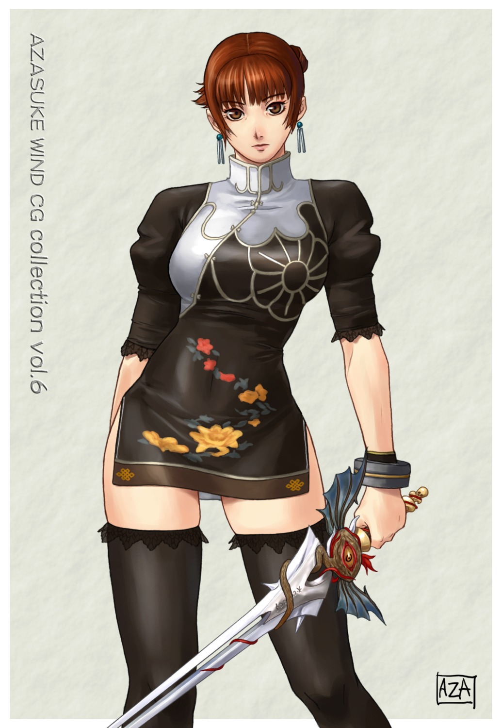 azasuke, azasuke_wind, chai_xianghua, official_watermark, soul_calibur, sword, thighhighs