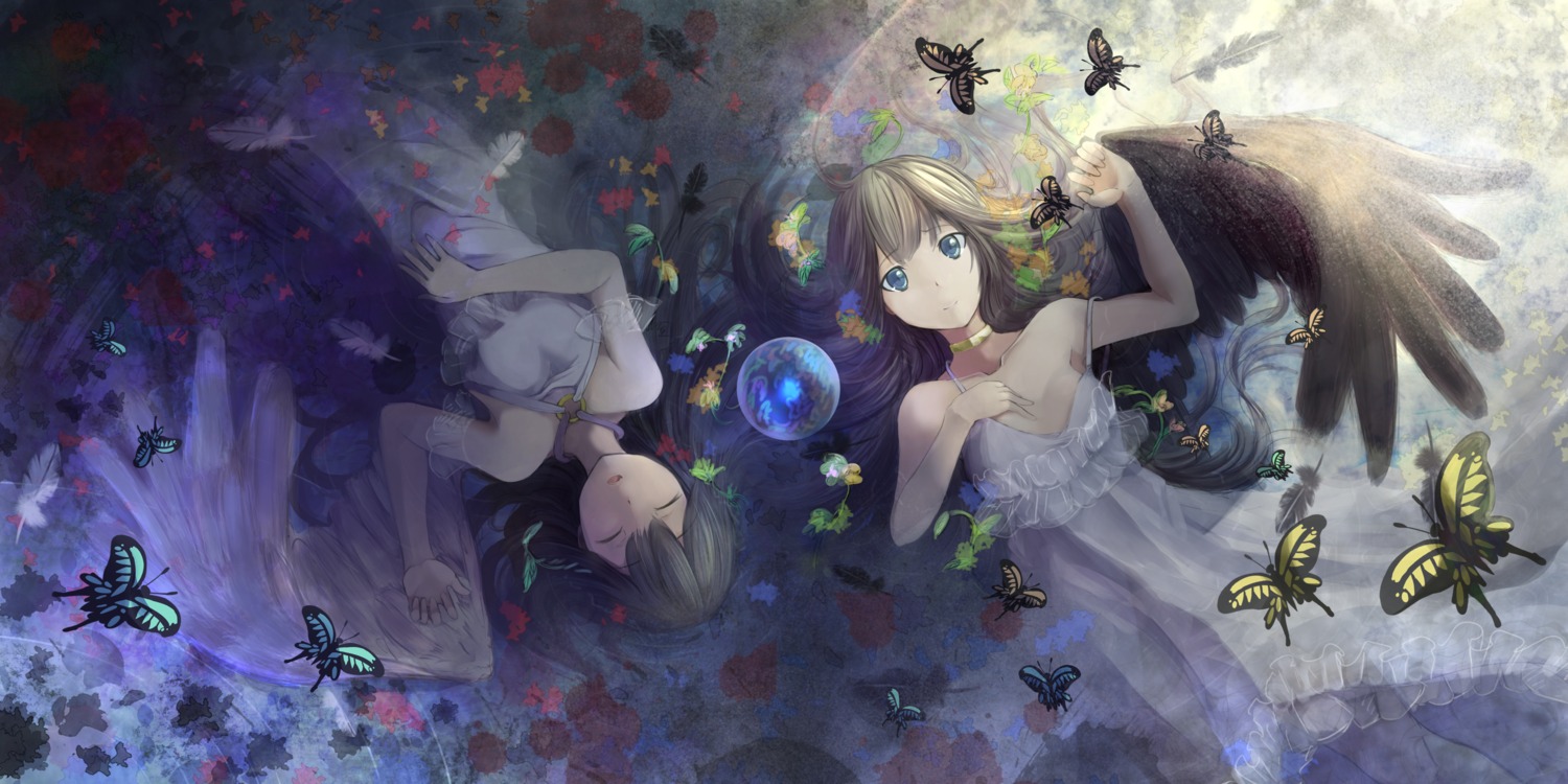 cleavage, dress, koroneko_p0w0q, wings