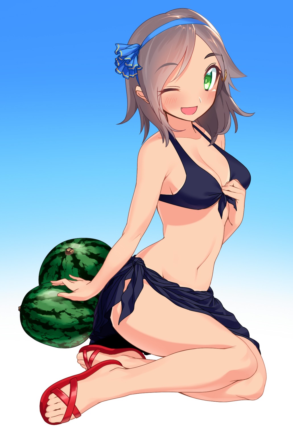 bikini, blew_andwhite, cleavage, kantai_collection, kuroshio_(kancolle), swimsuits