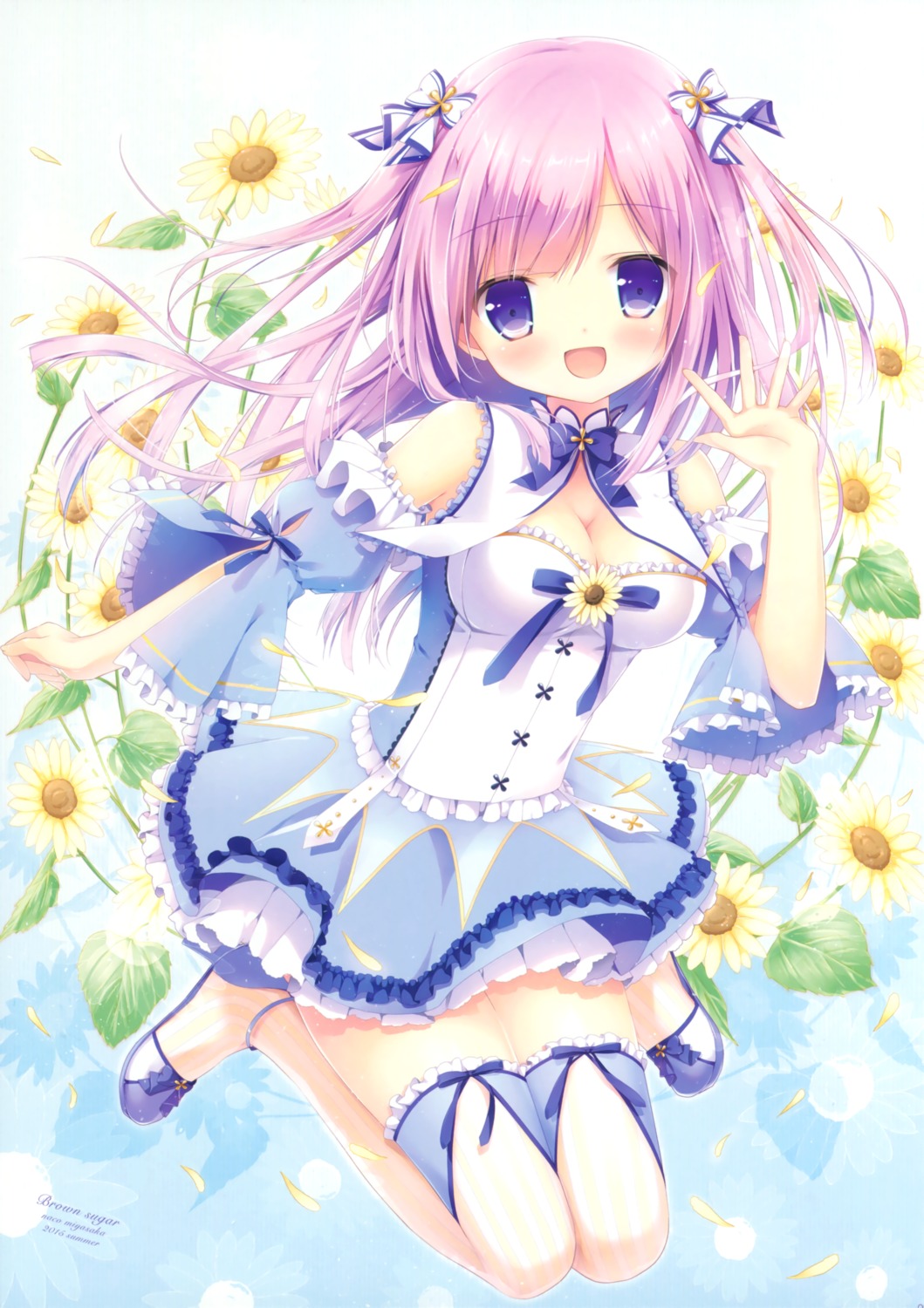 cleavage, dress, miyasaka_naco, sayaka_(canvas+garden), thighhighs