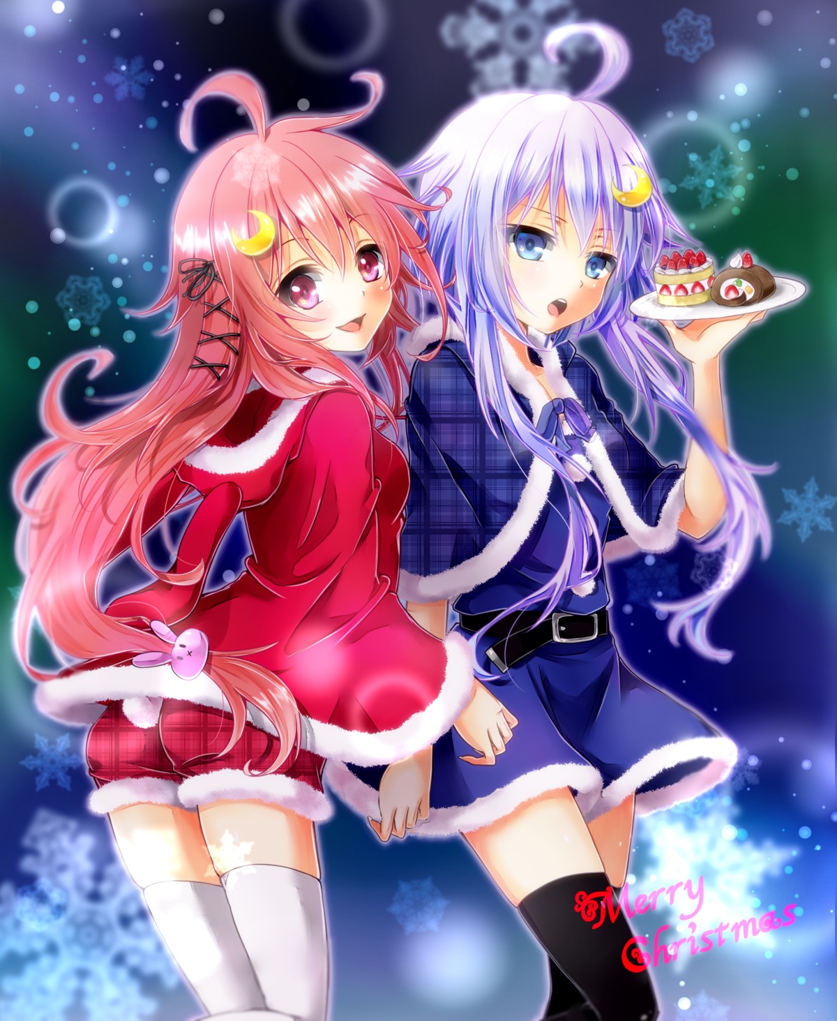 aoi_(kiyokiyoaomushi), ass, christmas, kantai_collection, thighhighs, uzuki_(kancolle), yayoi_(kancolle)