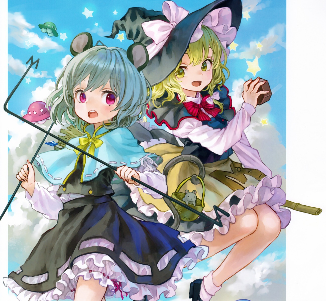ama-tou, animal_ears, bloomers, kirisame_marisa, nazrin, tail, touhou, witch