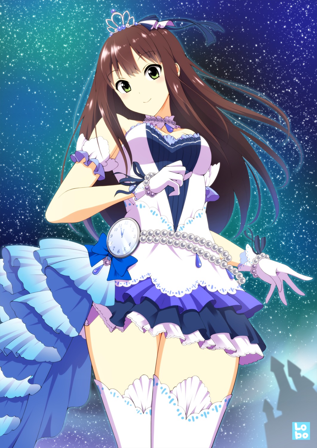 cleavage, dress, ookami_maito, shibuya_rin, the_idolm@ster, the_idolm@ster_cinderella_girls, thighhighs