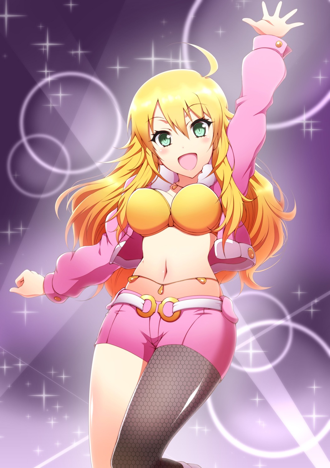 bikini_top, cleavage, hoshii_miki, ookami_maito, open_shirt, pantyhose, swimsuits, the_idolm@ster