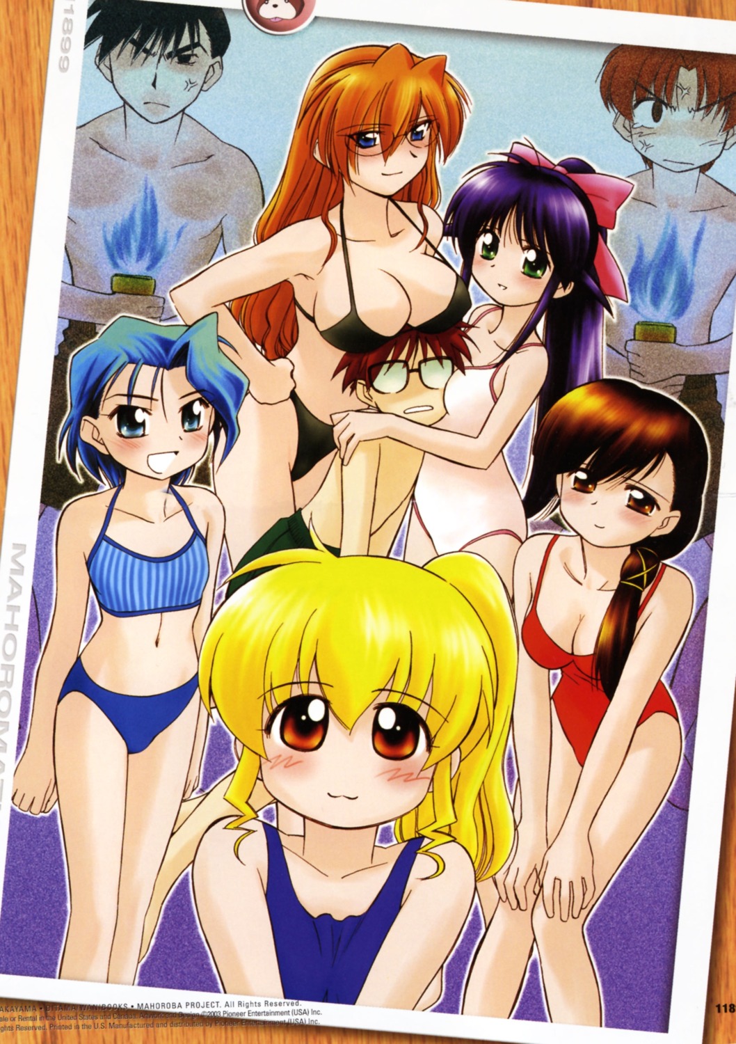 andou_mahoro, bikini, cleavage, ditama_bow, guri_(mahoromatic), hamaguchi_toshiya, kawahara_kiyomi, mahoromatic