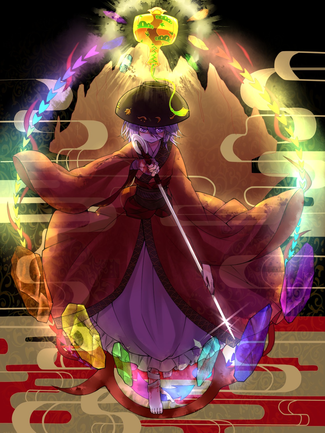 bandages, blood, japanese_clothes, ko_kita, sukuna_shinmyoumaru, touhou, weapon