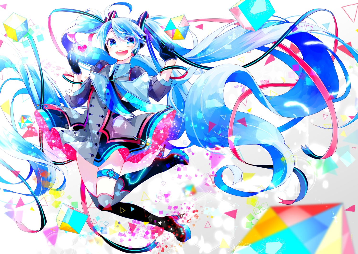 garter, hatsune_miku, heels, hoshino_kisora, magical_mirai, thighhighs, vocaloid