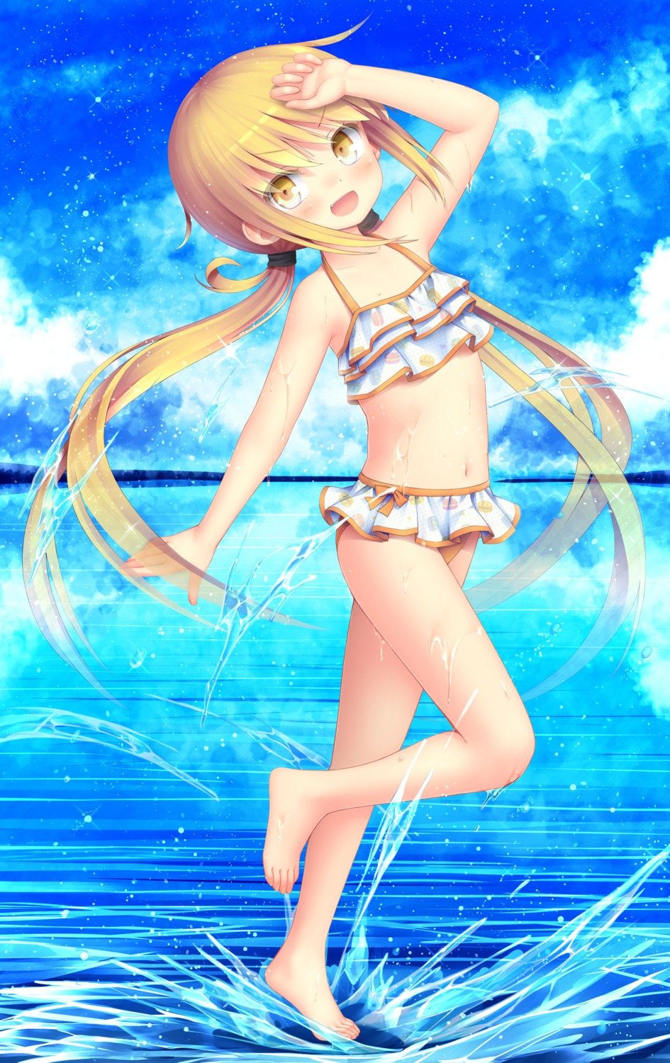 bikini, feet, kantai_collection, runpu_runpu, satsuki_(kancolle), swimsuits, wet