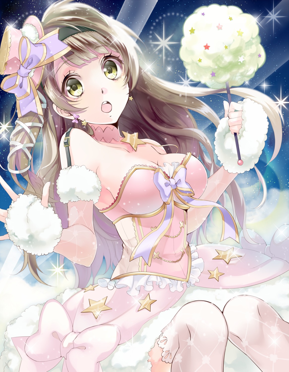 cleavage, dress, love_live!, love_live!_(series), minami_kotori, thighhighs, yache