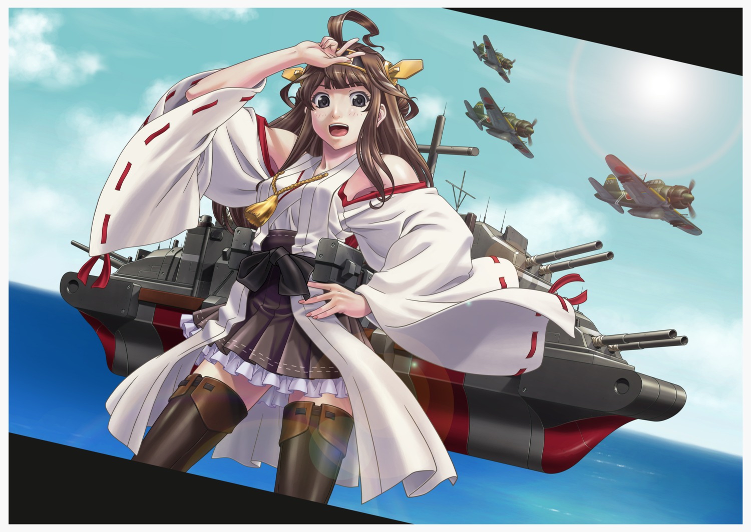 kantai_collection, kongou_(kancolle), moto7927, thighhighs