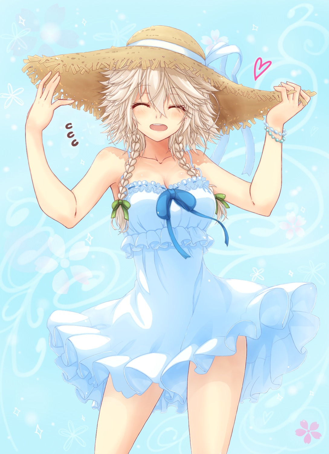 cleavage, dress, izayoi_sakuya, mickey_dunn, summer_dress, touhou