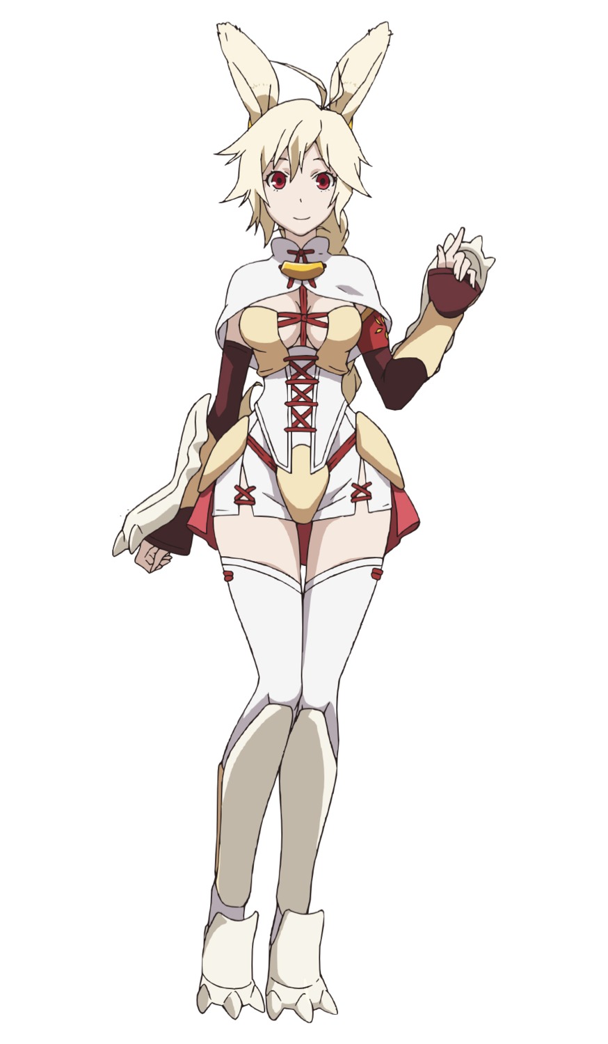 animal_ears, armor, bunny_ears, cleavage, nashetania_loei_piena_augustra, no_bra, rokka_no_yuusha, thighhighs