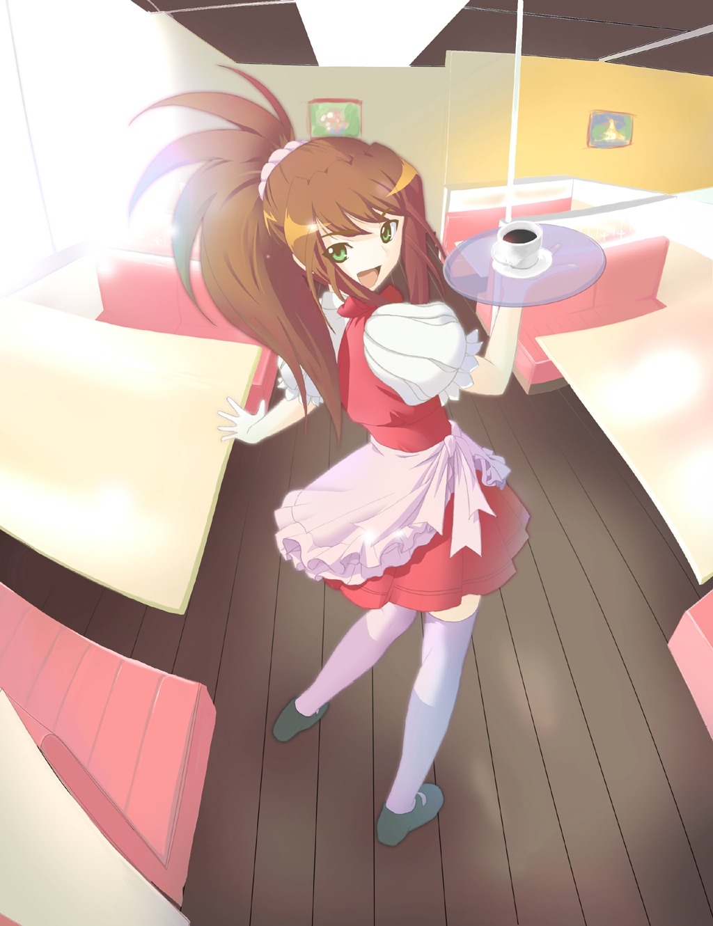 mai_hime, sugiura_midori, thighhighs, waitress