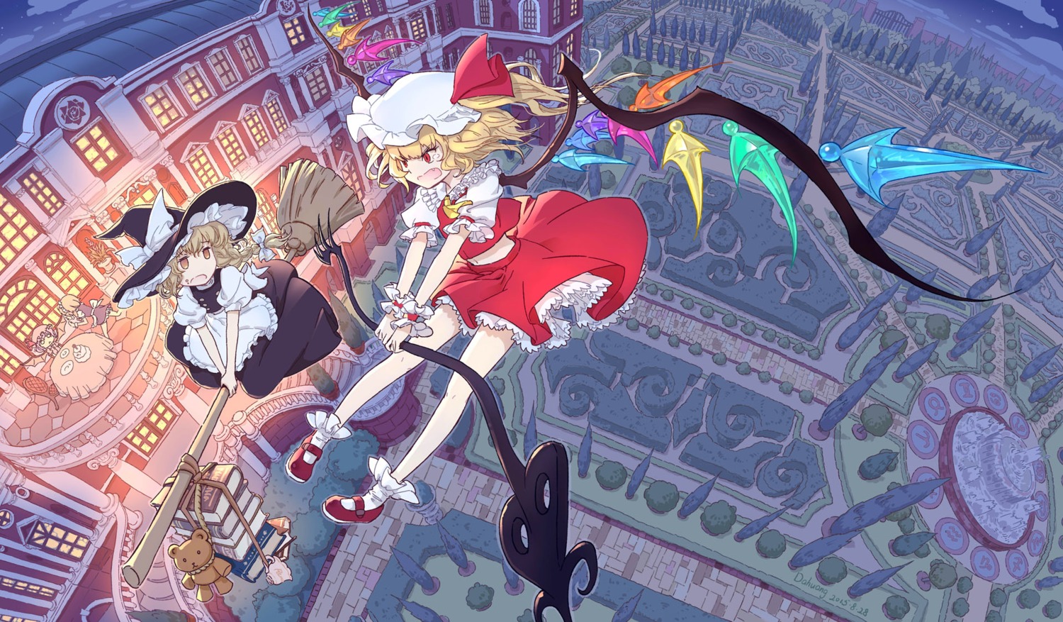 dahuang, flandre_scarlet, izayoi_sakuya, kirisame_marisa, landscape, maid, remilia_scarlet, touhou