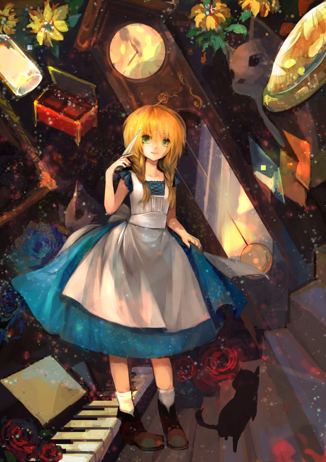 aki_(wishtakeme), dress, neko, weapon