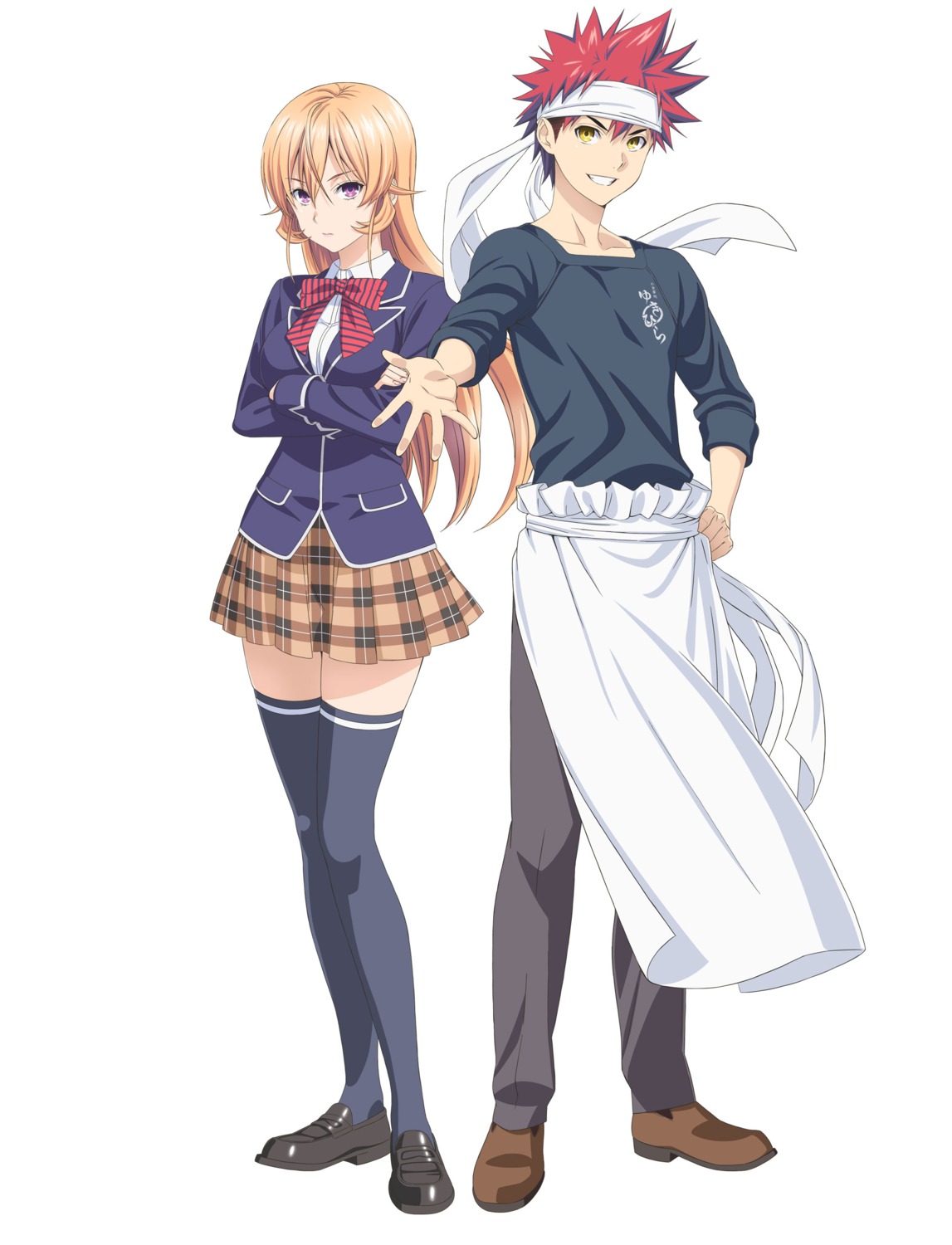 digital_version, nakiri_erina, seifuku, shokugeki_no_soma, thighhighs, yukihira_souma
