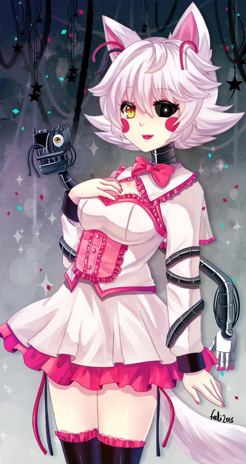 animal_ears, felicia-val, five_nights_at_freddy's, heterochromia, mangle, thighhighs