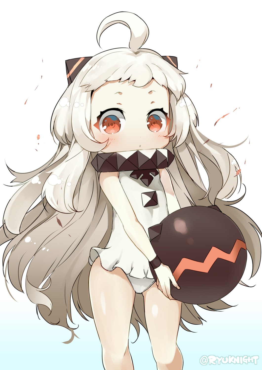 autographed, horns, kantai_collection, naitou_ryu, northern_ocean_hime, swimsuits