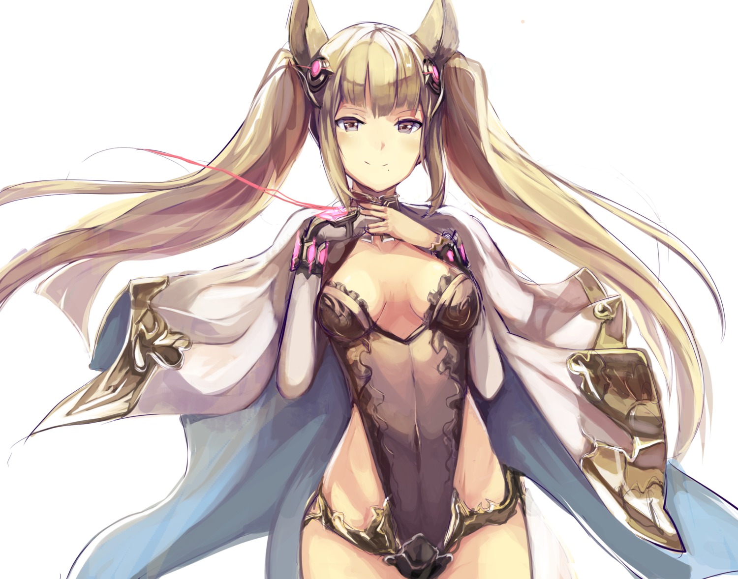 animal_ears, cleavage, granblue_fantasy, haik, metera_(granblue_fantasy), no_bra