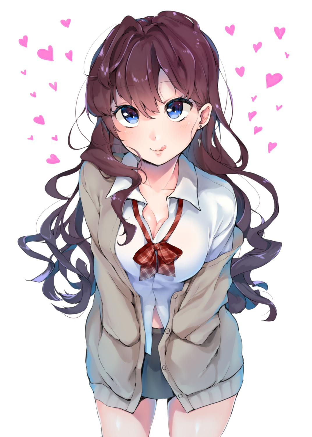 cleavage, mayuri_kaichou, open_shirt, seifuku, sweater