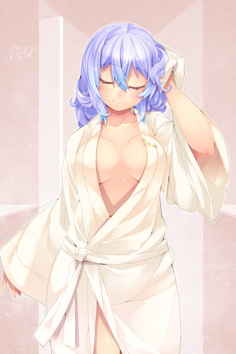cleavage, kokka_han, letty_whiterock, no_bra, open_shirt, touhou, wet