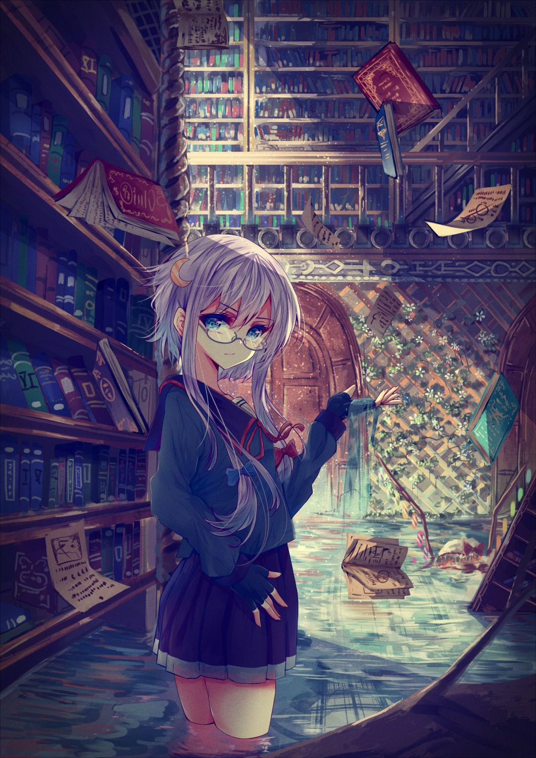daikazoku63, flandre_scarlet, megane, patchouli_knowledge, seifuku, touhou, wet