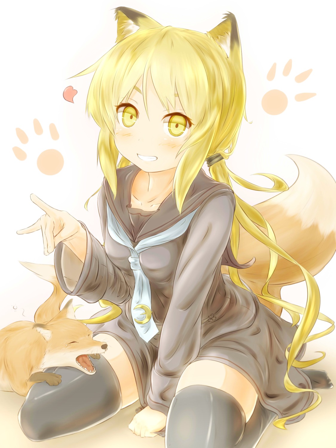 animal_ears, gripen, kantai_collection, satsuki_(kancolle), seifuku, tail, thighhighs