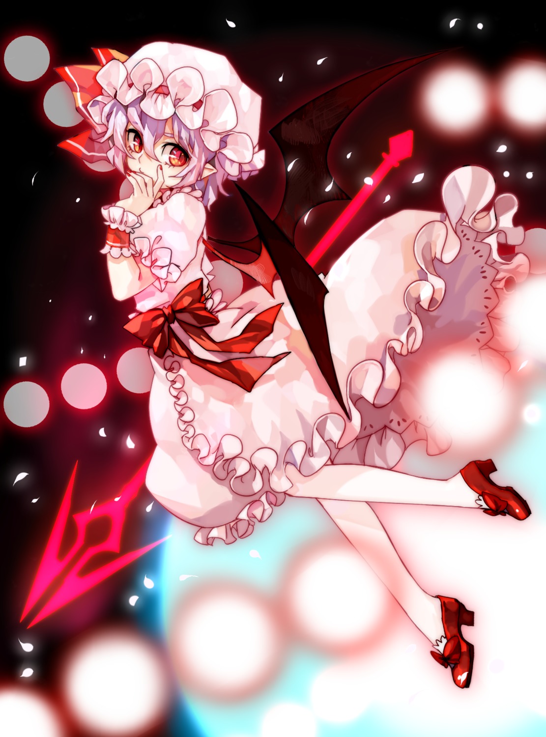 dress, harrymiao, heels, pointy_ears, remilia_scarlet, touhou, weapon, wings