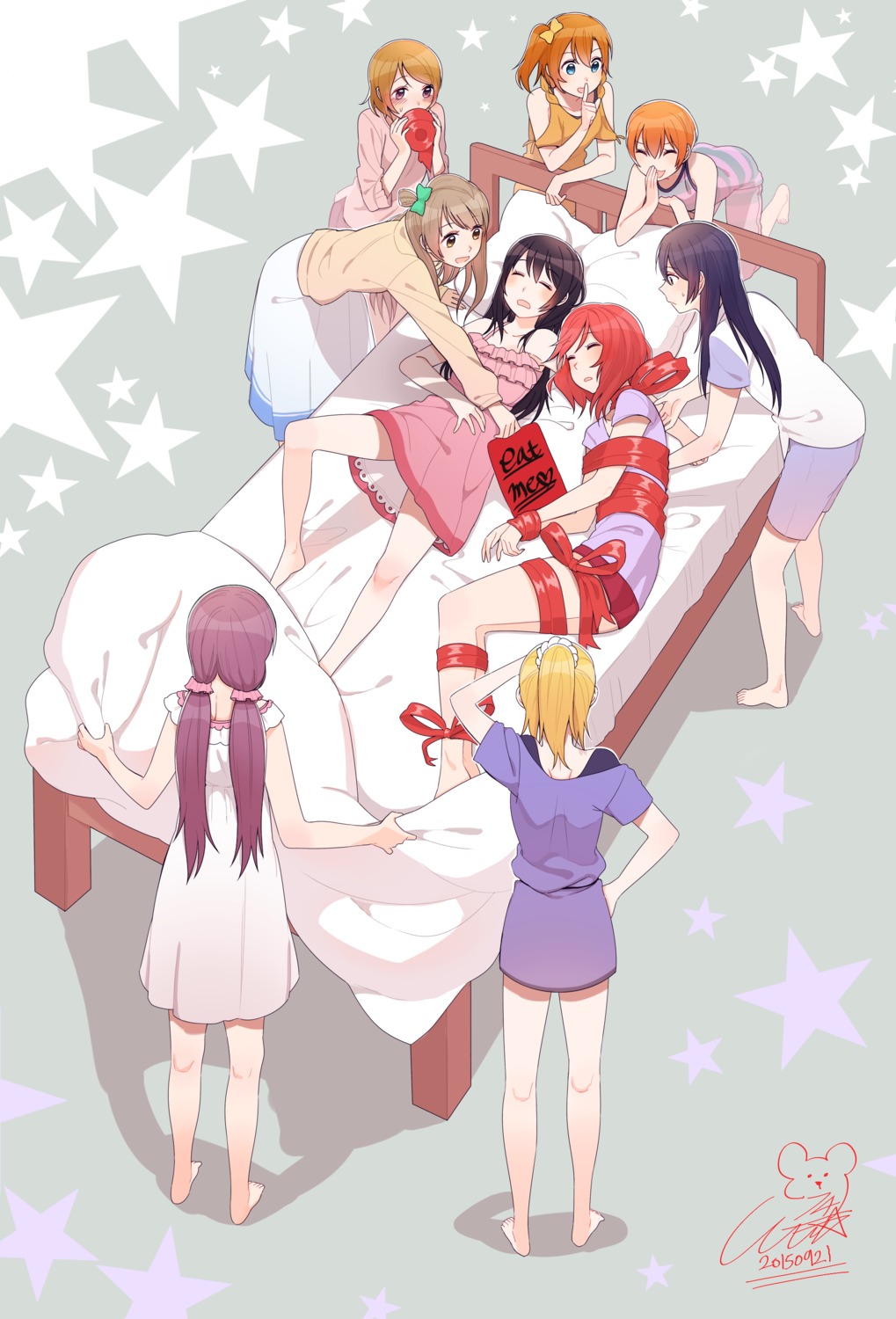 14_(vision5032), ayase_eli, bondage, dress, hoshizora_rin, koizumi_hanayo, kousaka_honoka, love_live!