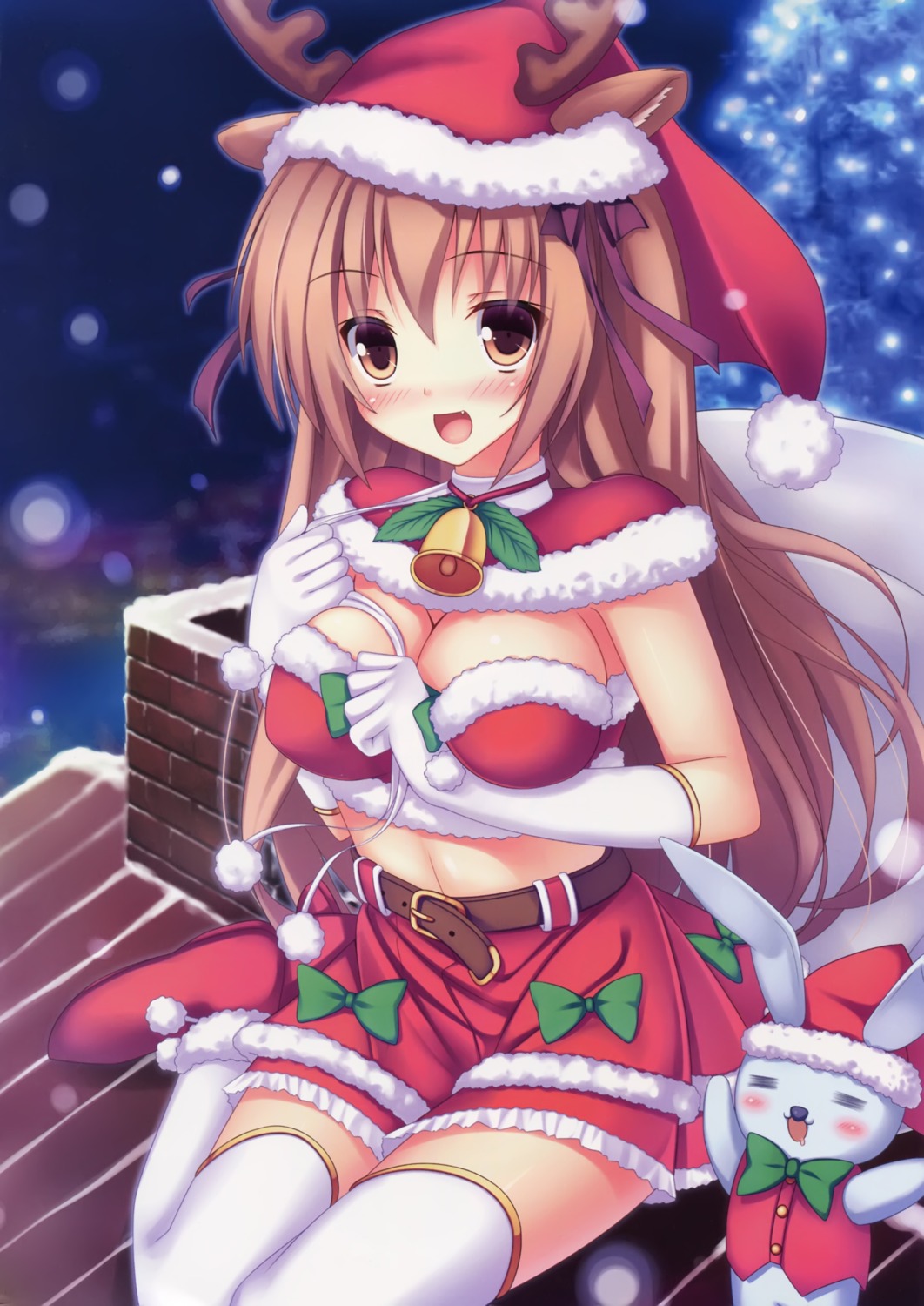 christmas, cleavage, ichiroku, rabbit::mate, thighhighs